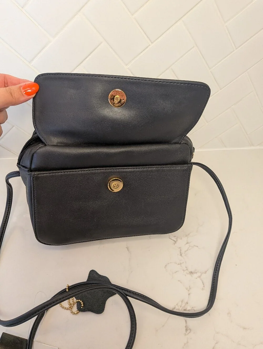 NWT Vintage Classic Giani Bernini Black Leather Crossbody Old Money Quiet Luxury